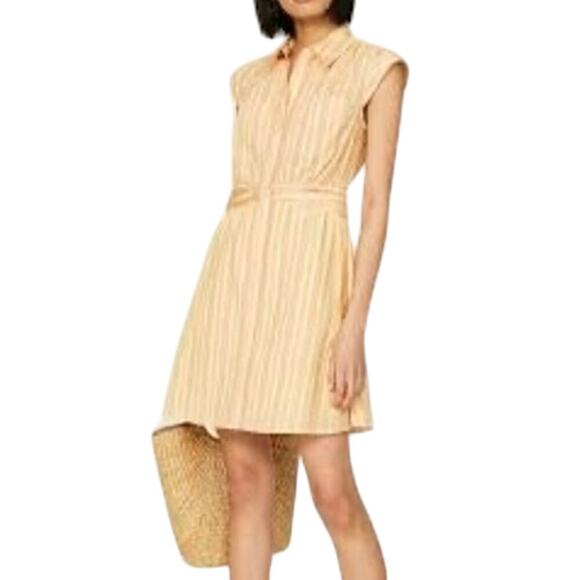 Derek Lam 10 Crosby 100% Cotton Yellow Orange Striped Shirt Dress Sz FR 48 US 12 - Picture 1 of 10
